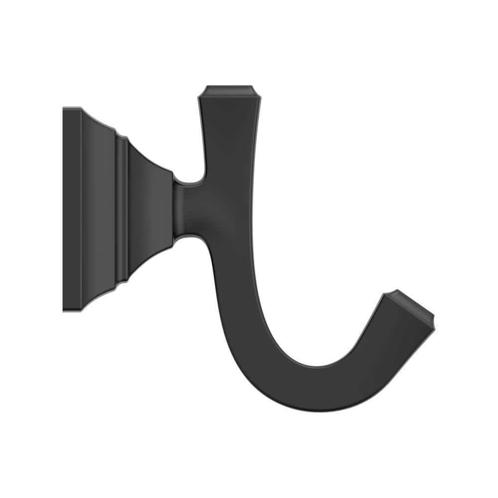 Matte Black Metal Double Robe Hook with Crown Molding Design