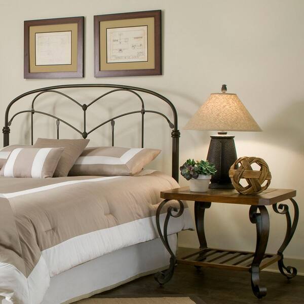 Fashion Bed Group Pomona California King-Size Headboard with Arched Metal Grill and Detailed Posts in Hazelnut
