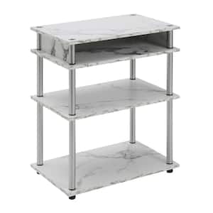 Designs2Go 23.75 in. Rectangle White Faux Marble Particle Board Printer Stand with Shelves