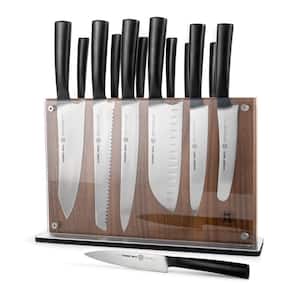 15-Piece Stainless Steel Carbon 6-Cutlery Set with Acacia Downtown Knife Block