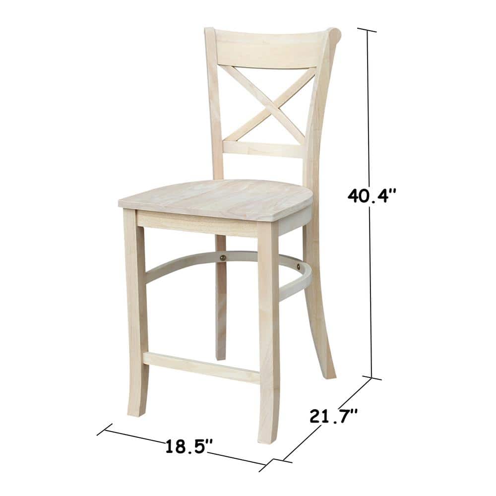 Charlotte 24" Traditional Parawood Counter Height Stool, Unfinished
