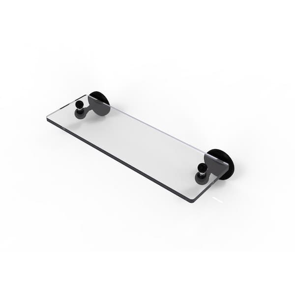 Allied Brass Shadwell Collection 16 in. W Glass Vanity Shelf with Beveled Edges in Matte Black