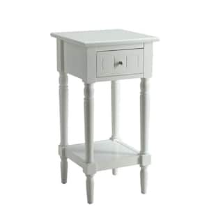 French Country 14 in. W x 28 in. H White Square Wood Khloe End Table Drawer