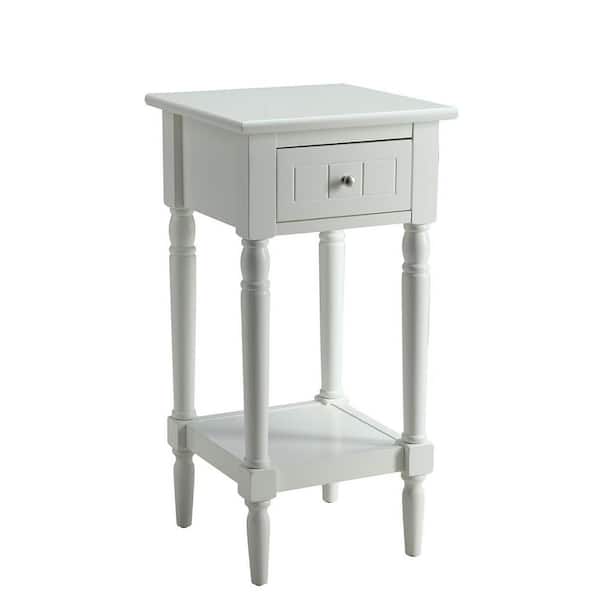 Convenience Concepts French Country 14 in. W x 28 in. H White Square Wood Khloe End Table Drawer
