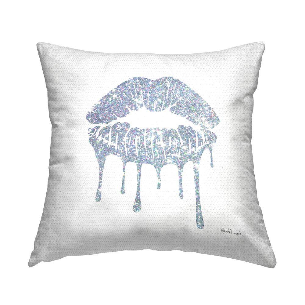 Glitzy Glam Lips Dripping Grey Square Outdoor Throw Pillow price history on PriceWatchPro