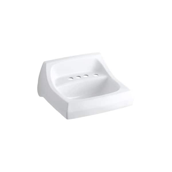 Kingston Rectangle Vitreous China Vessel Sink in White with 4 in. Center set and Right-Hand Soap Dispenser Hole