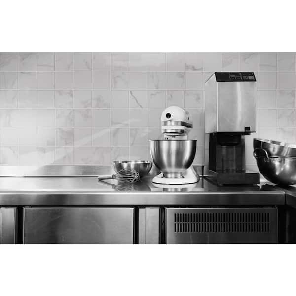 Pavia Carrara 2 in. Square 12 in. x 12 in. x 0.31 in. Matte Porcelain Mesh-Mounted Mosaic Tile (8 sq. ft./Case)