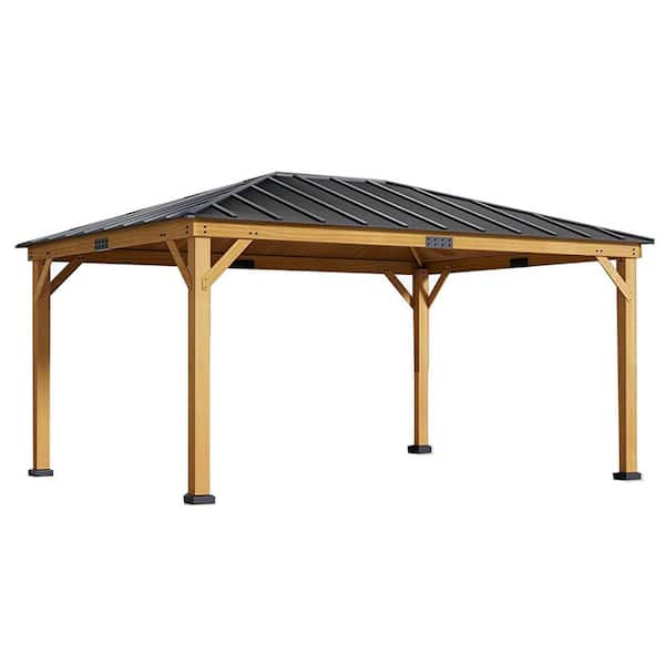 JOYSIDE 15 ft. x 13 ft. Solid Cedar Wood Outdoor Patio