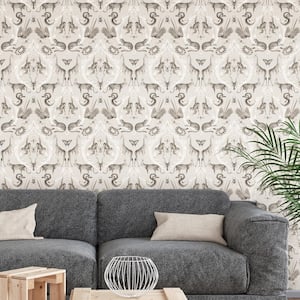 Bazaar Collection Beige / Black Animal Menagerie Damask Non-Woven Non-Pasted Wallpaper Roll (Covers 57 sq.ft.)