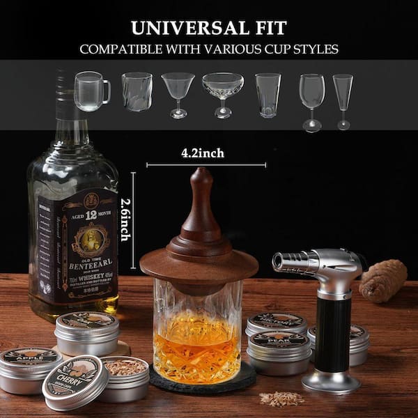Lynzavix Whiskey Smoker Kit with Torch, 6 Flavors Wood Chips, 2