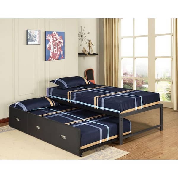 Signature Home SignatureHome Finish Black Twin Size Metal Daybed Frame Trundle Bed Dimensions 74 in. W x 40 in. L x 15 in. H