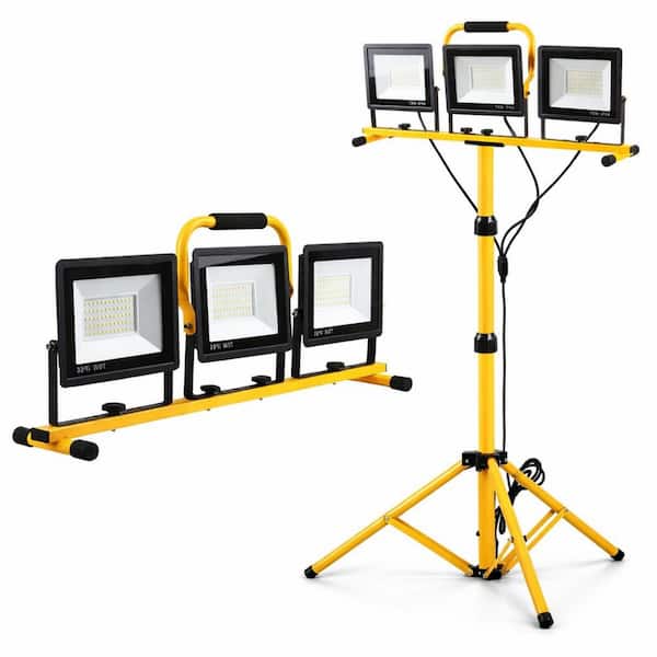 22000 Lumen 3-Head LED Work Light with Adjustable Foldable Tripod Stand, IP66 Waterproof, 110V Power Source, Tool Only