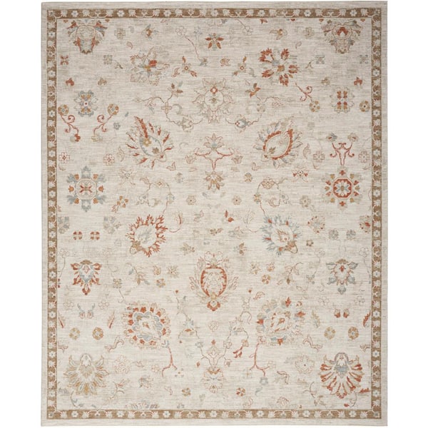 Asher Ivory 8 ft. x 10 ft. All-over design Traditional Area Rug