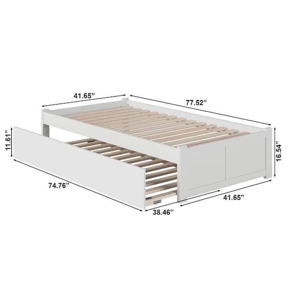 Concord White Twin Platform Bed with Flat Panel Foot Board and Twin Size Urban Trundle Bed
