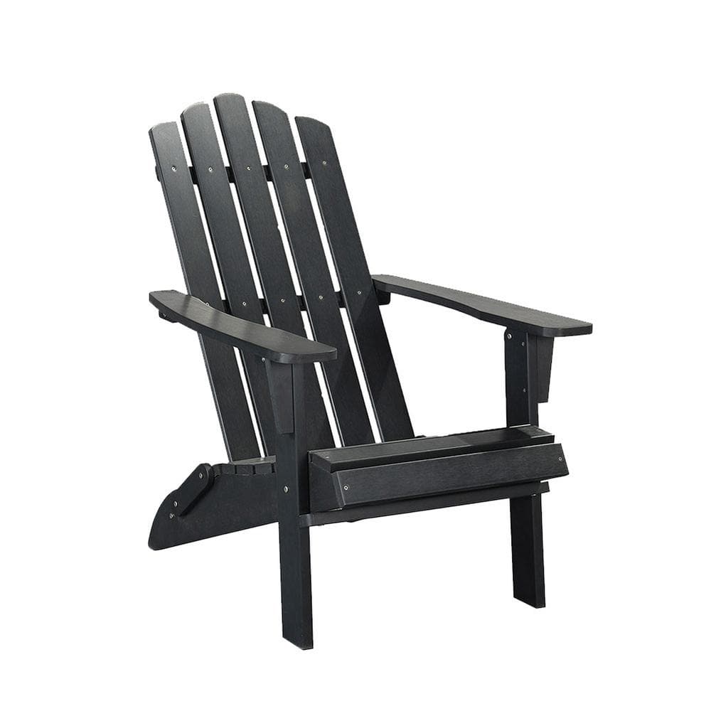 Sudzendf Black HDPE Outdoor Patio Adirondack Chair 1-Piece 2024-6-26-6 ...