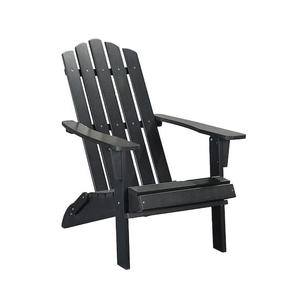 Sudzendf Black HDPE Outdoor Patio Adirondack Chair 1-Piece