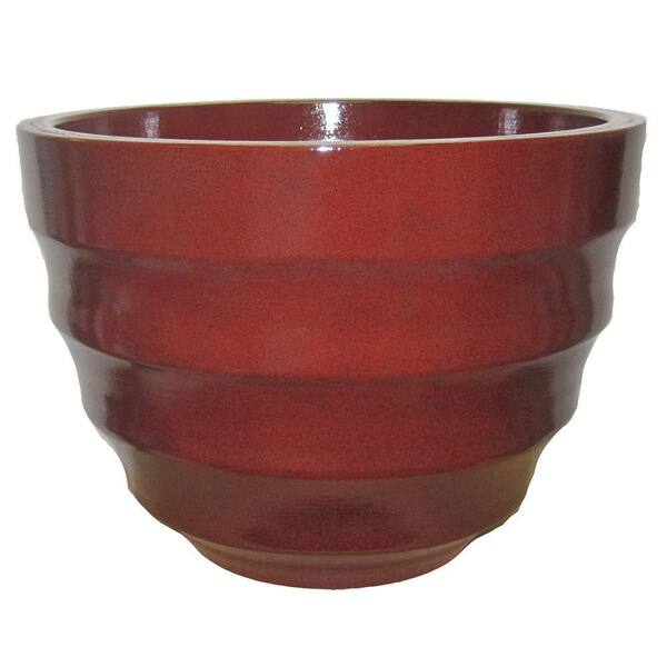 Grosfillex Athena 16 in. Red Resin Decor Planter