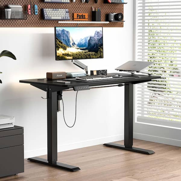 Electric Computer Desk 47.2 in. Rectangular Black Wood Desk with Memory Preset, Height Adjustment and Cable Management