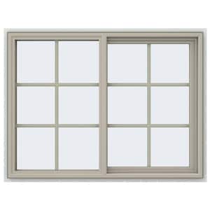 47.5 in. x 35.5 in. V-4500 Series Desert Sand Vinyl Right-Handed Sliding Window with Colonial Grids/Grilles