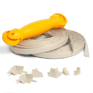 1/2 in. x 20 ft. Ivory, PVC Self-Adhesive Flexible Caulk Trim Molding Applicator Tool and Corners
