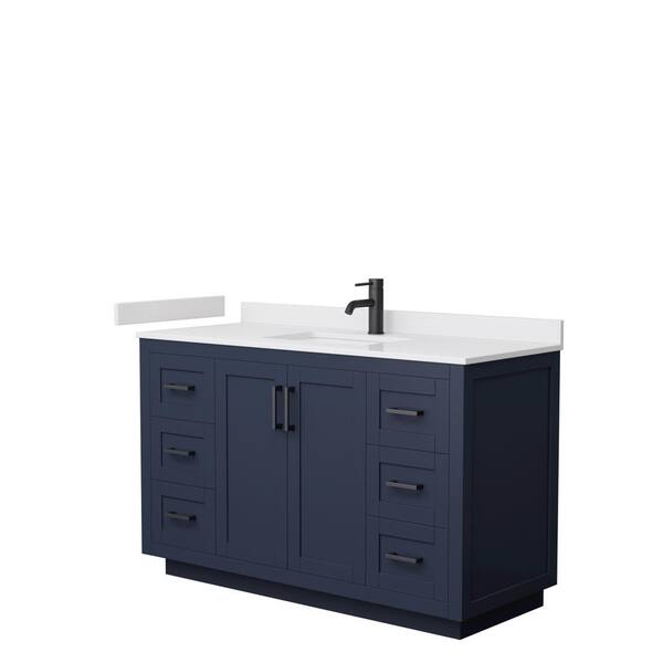 Wyndham Collection Miranda 54 In W X 22 D 33 75 H Single Bath Vanity Dark Blue With White Cultured Marble Top Wcf292954scunsm Single Bath Vanity, 54 White Vanity Single Sink