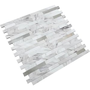 Stack White and Silver 11.6 x 11.5 Peel and Stick Backsplash Tile for Kitchen and Bathroom (9.26 Sq. / Case)