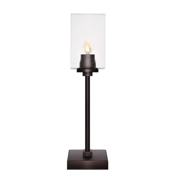 Unbranded Quincy 17.25 in. Dark Granite Accent Lamp with Glass Shade