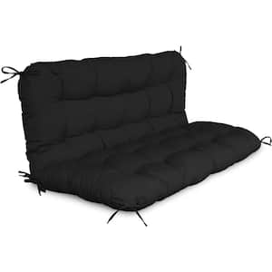 48 in. x 40 in. Black Replacement Outdoor Porch Swing Cushion with Backrest