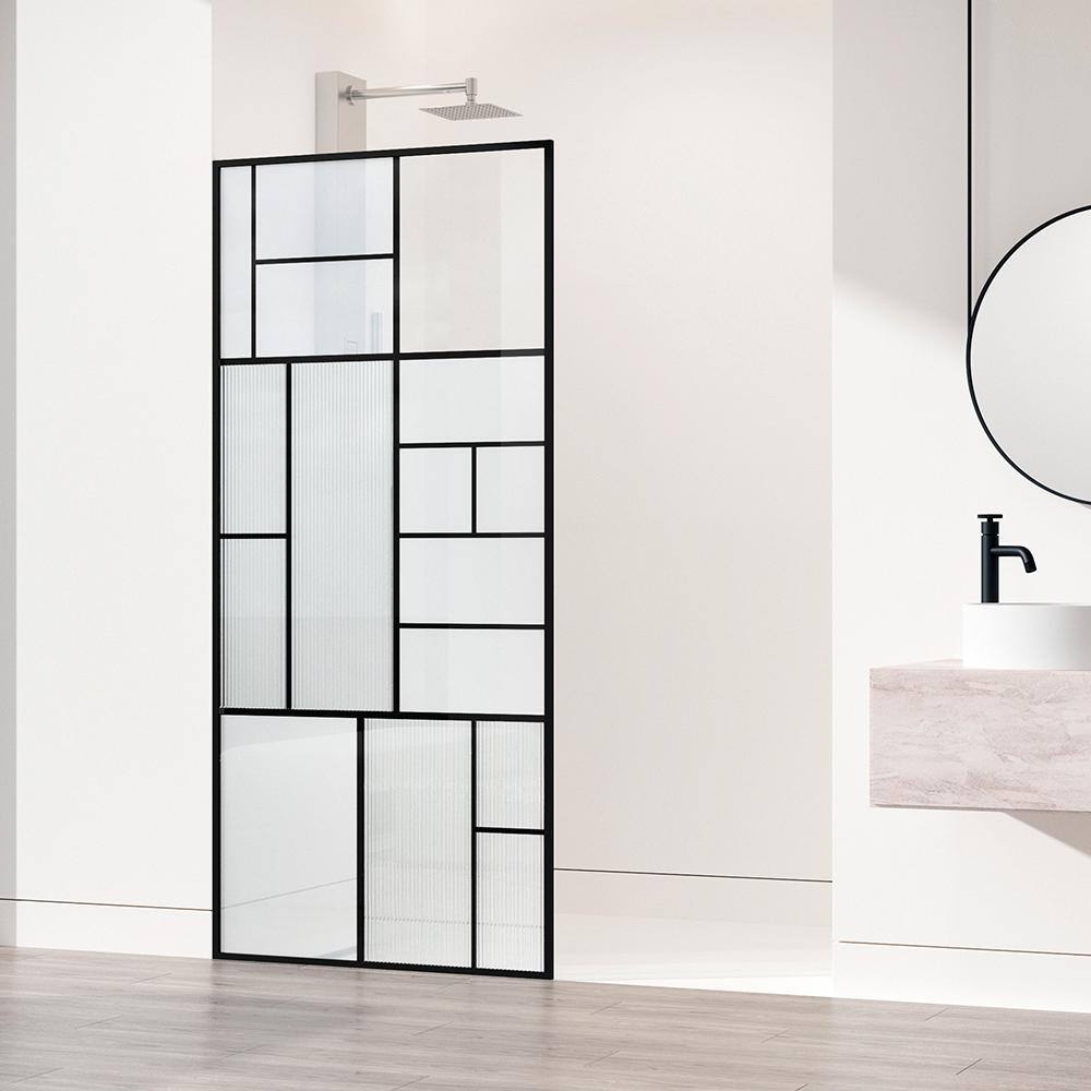 Meridian Matte Black Framed Shower Screen with Mixed Glass