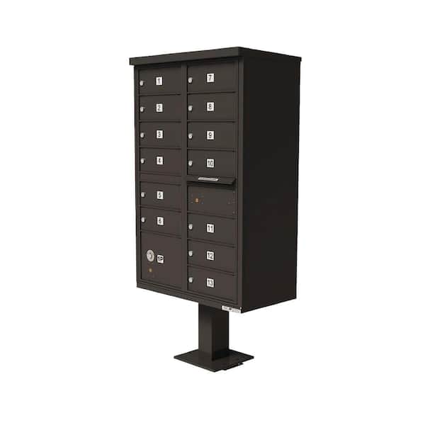 Florence Vital 13-Mailboxes 1-Parcel Locker 1-Outgoing Pedestal Mount Cluster Box Unit