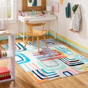 Jovie Rainbow Blue/MultI 8 ft. x 10 ft. Party Indoor Kids Machine Washable Area Rug