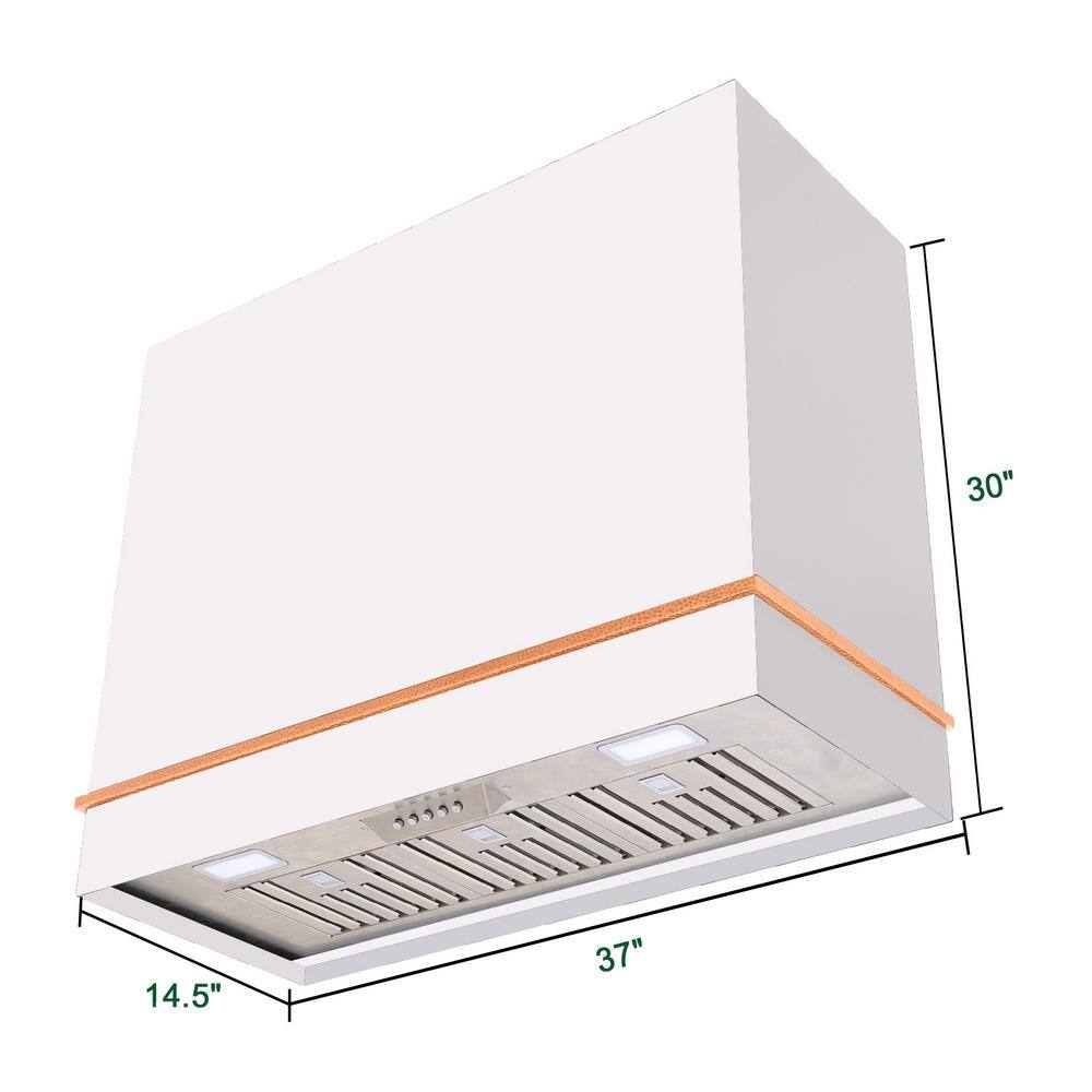 36" White and Copper Stainless Steel Wall Mounted Range Hood