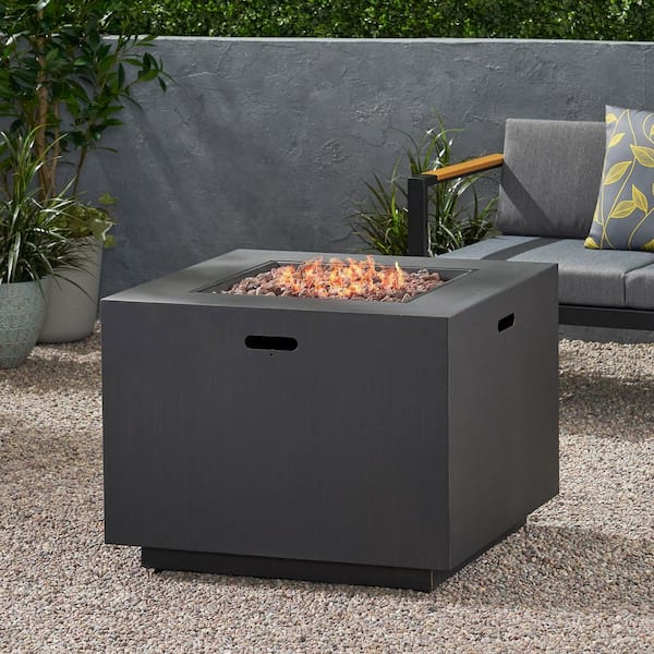 Kadehome 28 in. Square Outdoor Fire Pit Table with Glass Bead Set Kadehome 28 in. Square Outdoor Fire Pit Table with Glass Bead Set