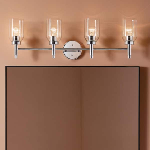 KICHLER Madden 34 in. 4-Light Chrome Modern Bathroom Vanity Light with Clear Glass