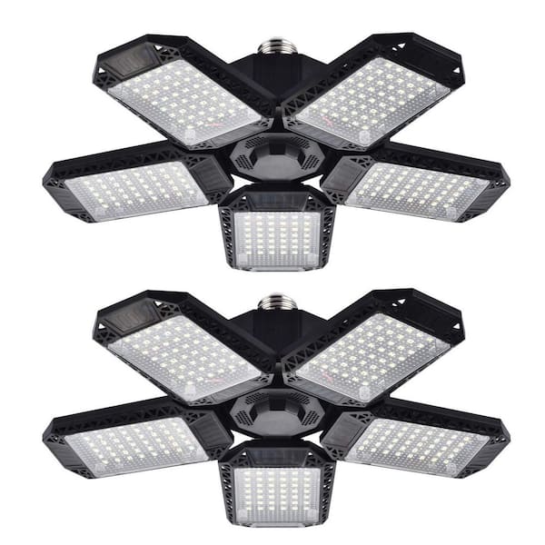 120-Watt 2-Light Integrated LED Garage Light with 5 Adjustable Panels, 12000LM E26 Shop Lamp for Basement, Chandelier