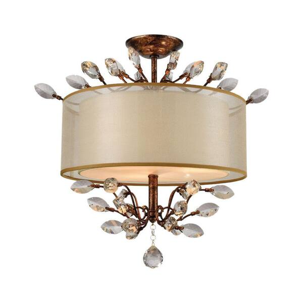 Titan Lighting Asbury 3-Light Spanish Bronze LED Semi Flush Mount