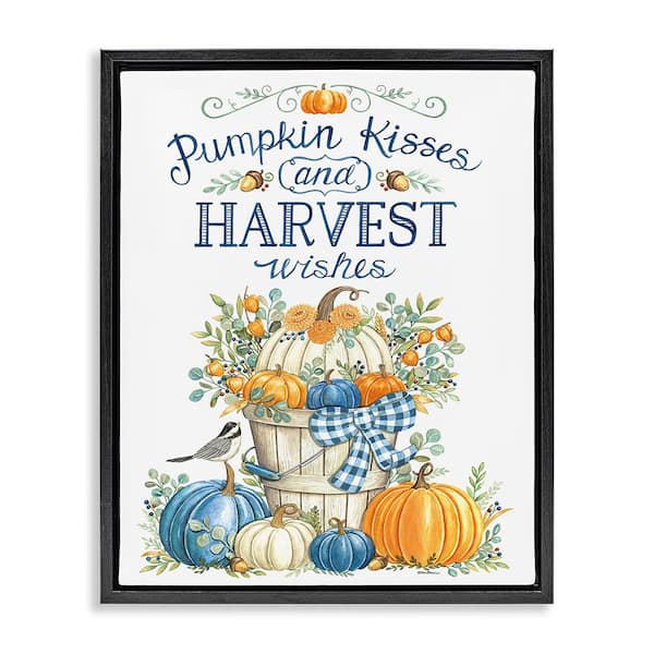 Stupell Industries Harvest Wishes Pumpkins by Deb Strain 1-Piece Floater Frame Graphic Print Nature Poster Art Print 21 in. x 17 in.