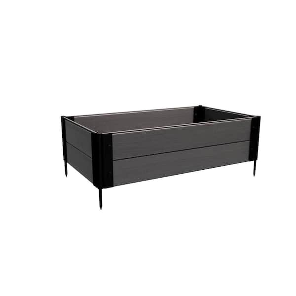 Composite Gardening Rectangle Raised Garden Bed (2 ft. L x 4 ft. W x 12 in. H) Slate Grey Shallow Rooted Plants