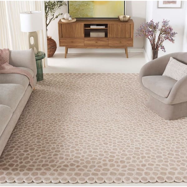 Manhattan 8 ft. x 10 ft. Beige/Brown Geometric Spots Area Rug