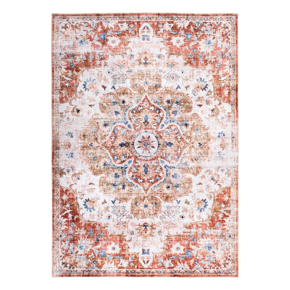 World Rug Gallery Rust 7 ft. 10 in. x 10 ft. Bohemian Distressed ...