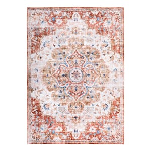 Rust 7 ft. 10 in. x 10 ft. Bohemian Distressed Machine Washable Area Rug