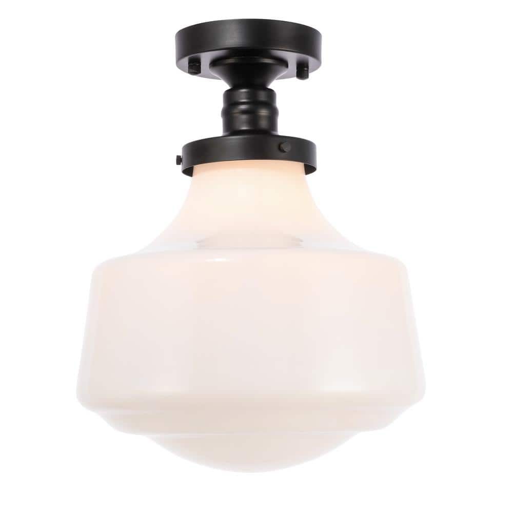 Timeless Home Liam 11 in. W x 14 in. H 1-Light Black and Frosted White Glas