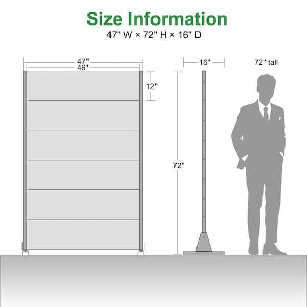 cadeninc 3.92 ft x 6 ft Metal Freestanding Privacy Screen Fence Panels - Brick-Shaped Black
