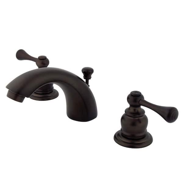 Kingston Brass Vintage Mini-Widespread 4 in. Centerset 2-Handle Bathroom Faucet with Plastic Pop-Up in Oil Rubbed Bronze