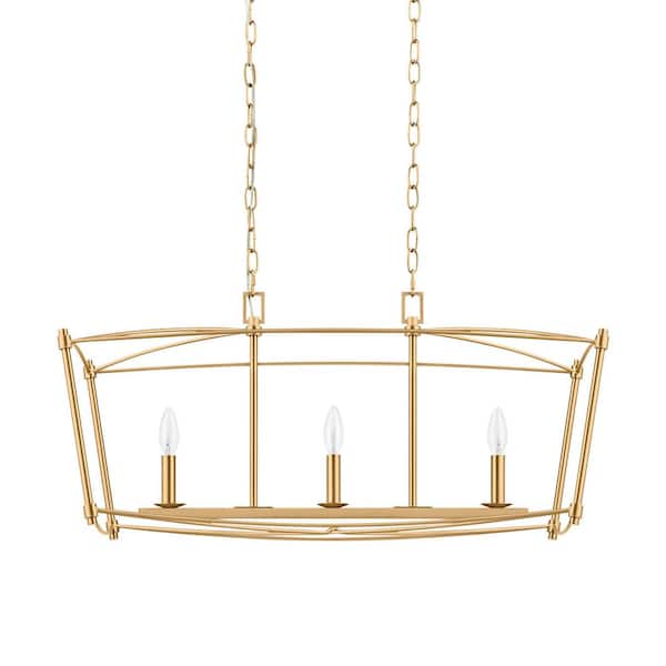 Home Decorators Collection Marston 3-Light Brushed Gold Chandelier