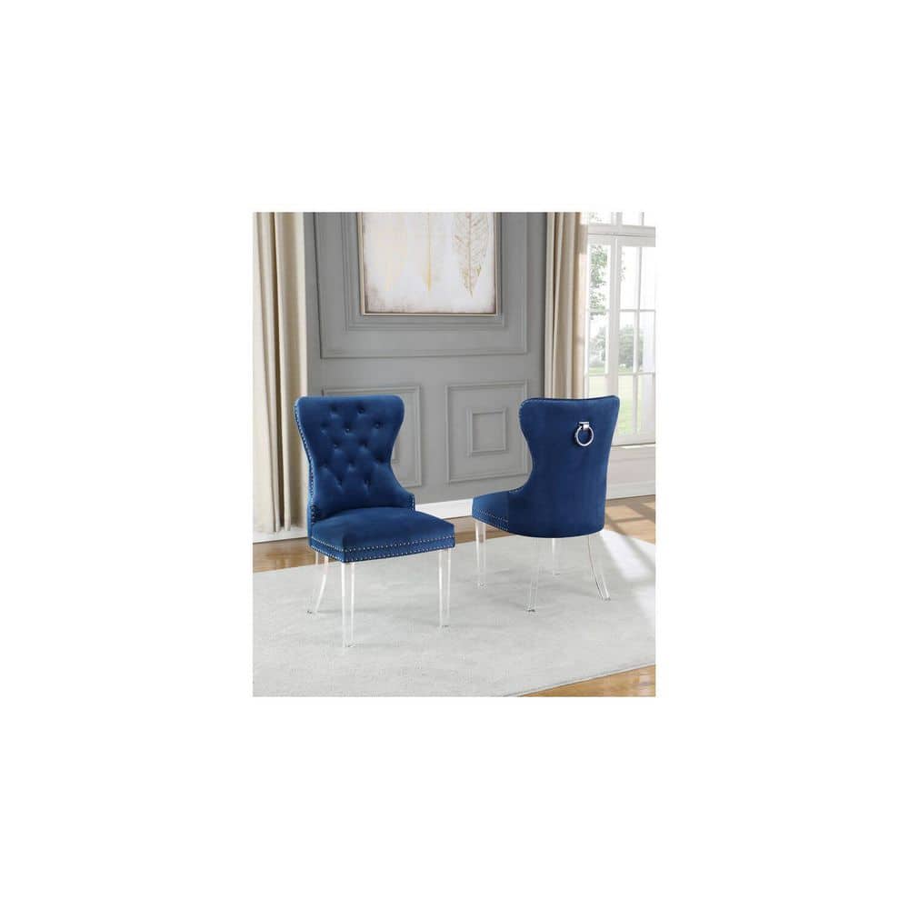 32 in.H Blue Finish Velvet Upholstery Square Barrel Chair Set of 2 with Straight Arm price history on PriceWatchPro