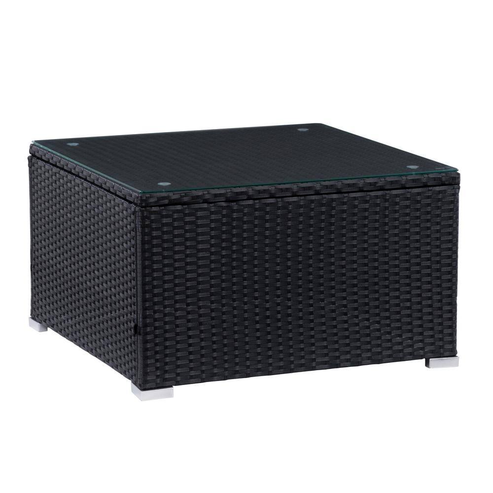 Parksville Black Resin Wicker and Steel Square Patio Coffee Table