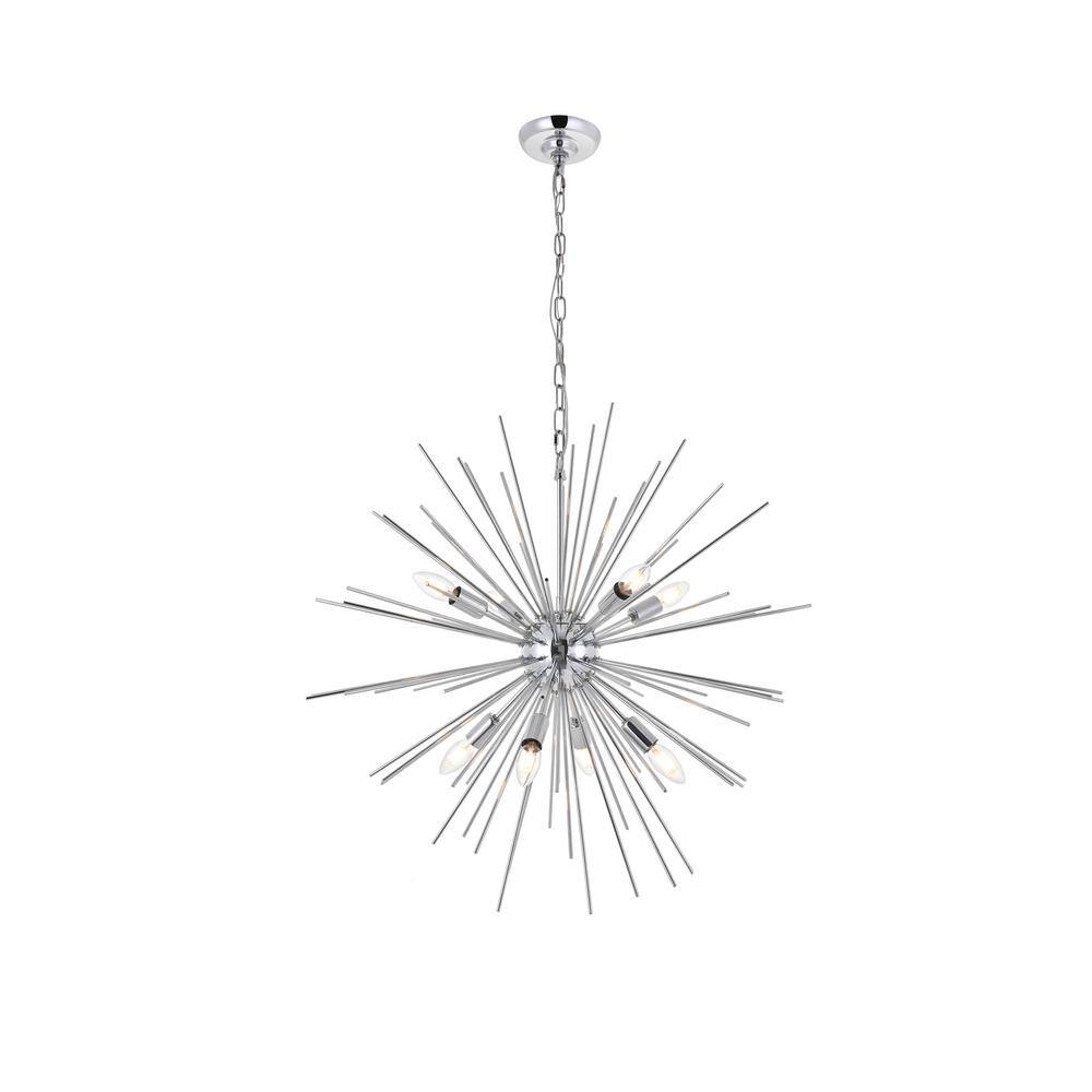 Timeless Home 30 in. 8-Light Chrome Pendant Light, Bulbs Not Included