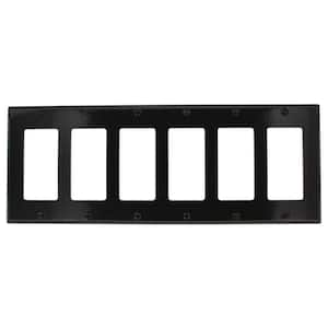 Black 6-Gang Decorator/Rocker Wall Plate (1-Pack)