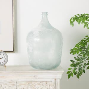 22 in. Clear Handmade Frosted Spanish Bottle Recycled Glass Decorative Vase